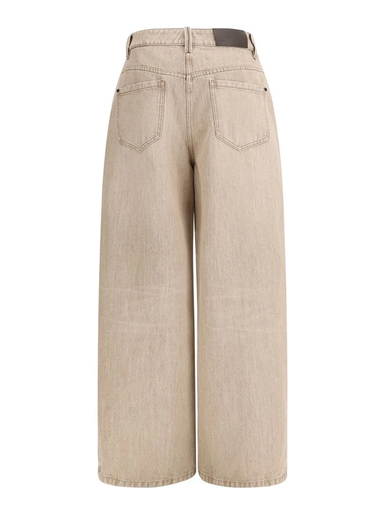 Beige Cotton Jeans Denim alternative