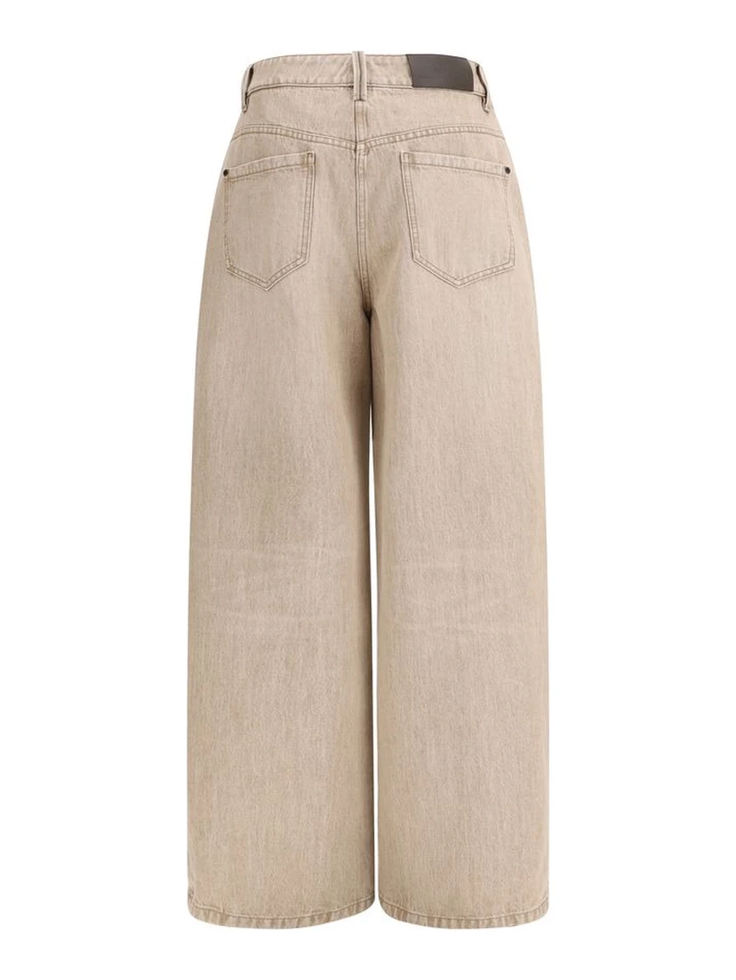 Beige Cotton Jeans Denim
