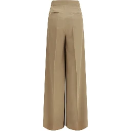 Beige Fleece Wool Casual Pants
