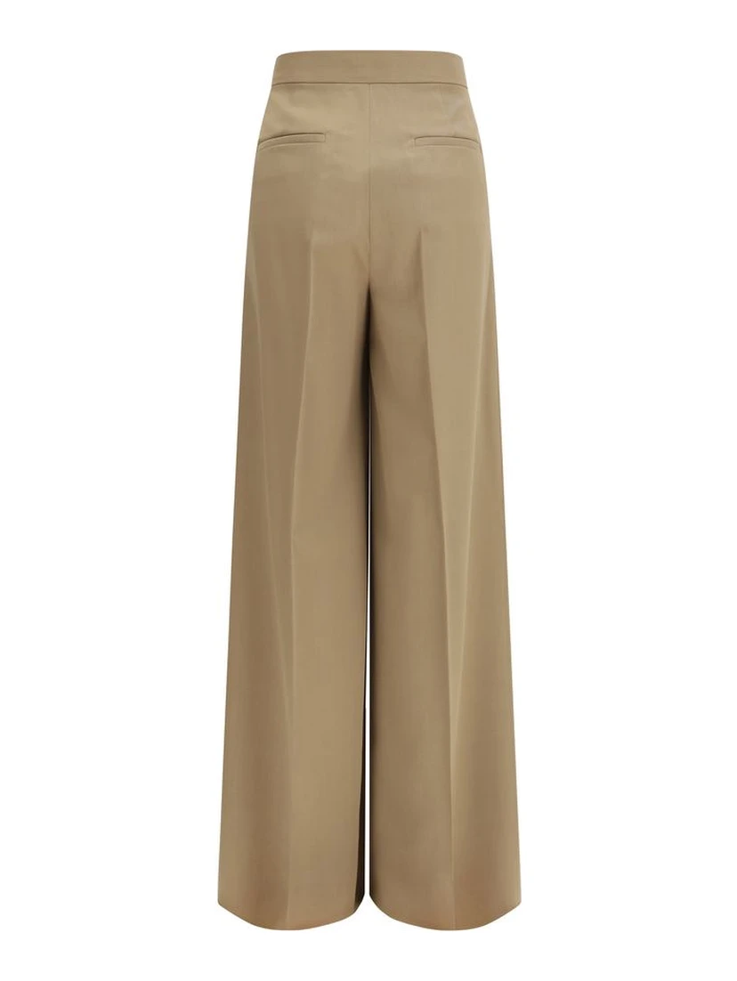 Beige Fleece Wool Casual Pants