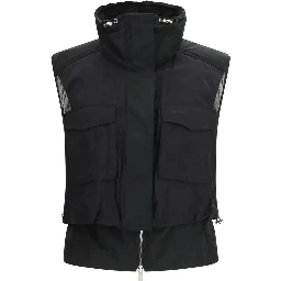 جاكيت أسود بدون أكمام من النايلون