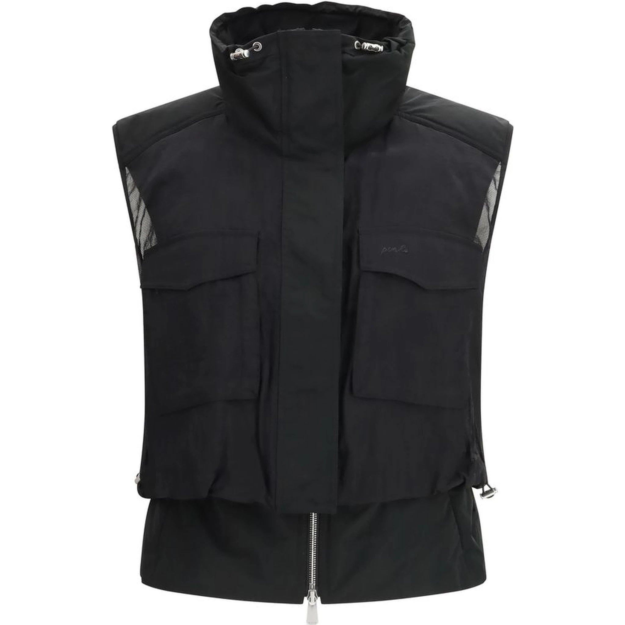 جاكيت أسود بدون أكمام من النايلون