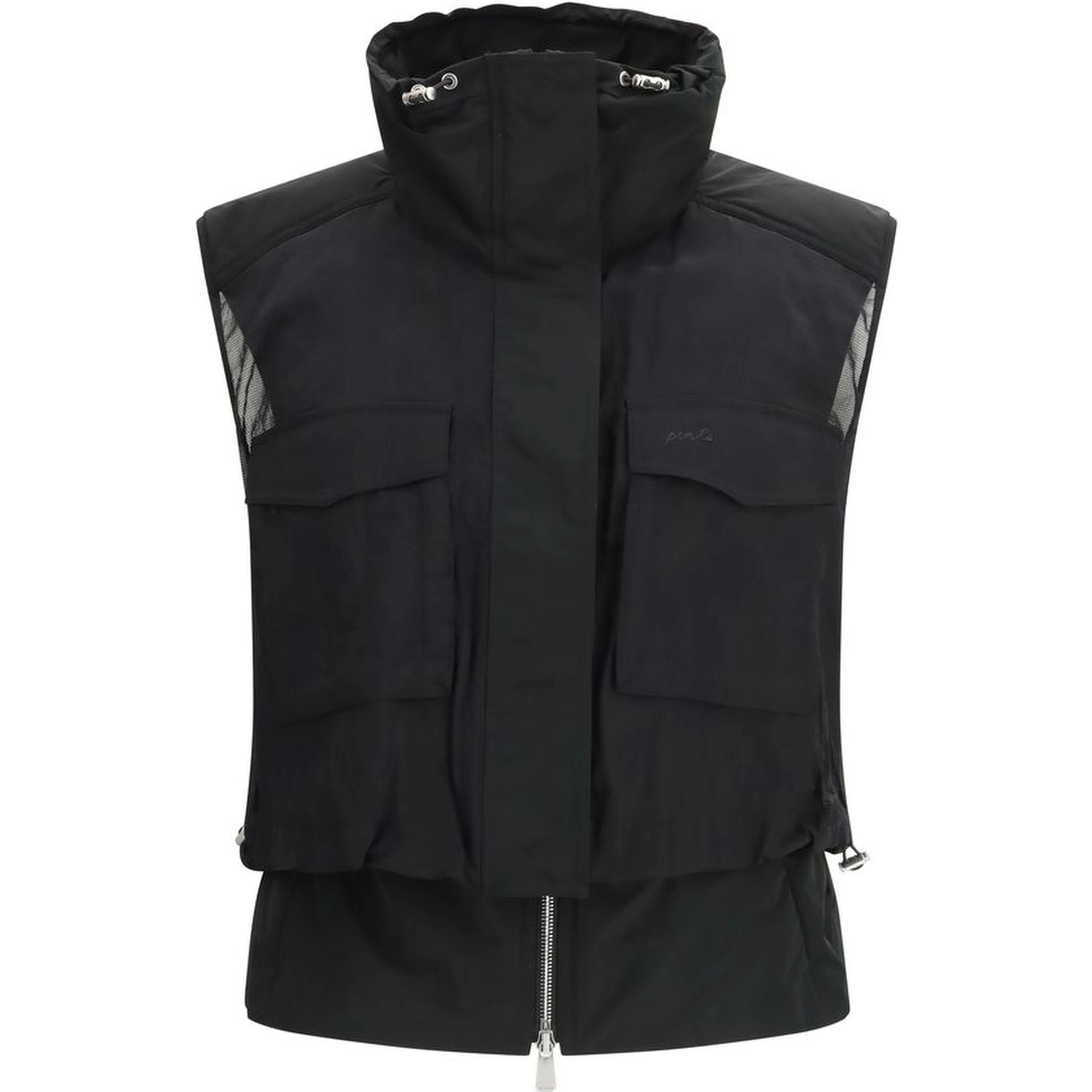 Black Nylon Sleveless Jacket