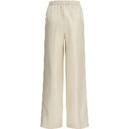 Beige Silk Casual Pants