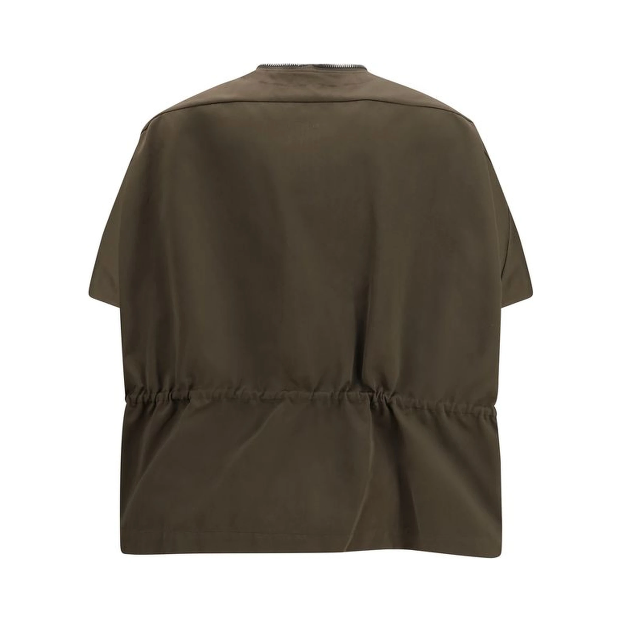 Brown Polyester Sleveless Jacket