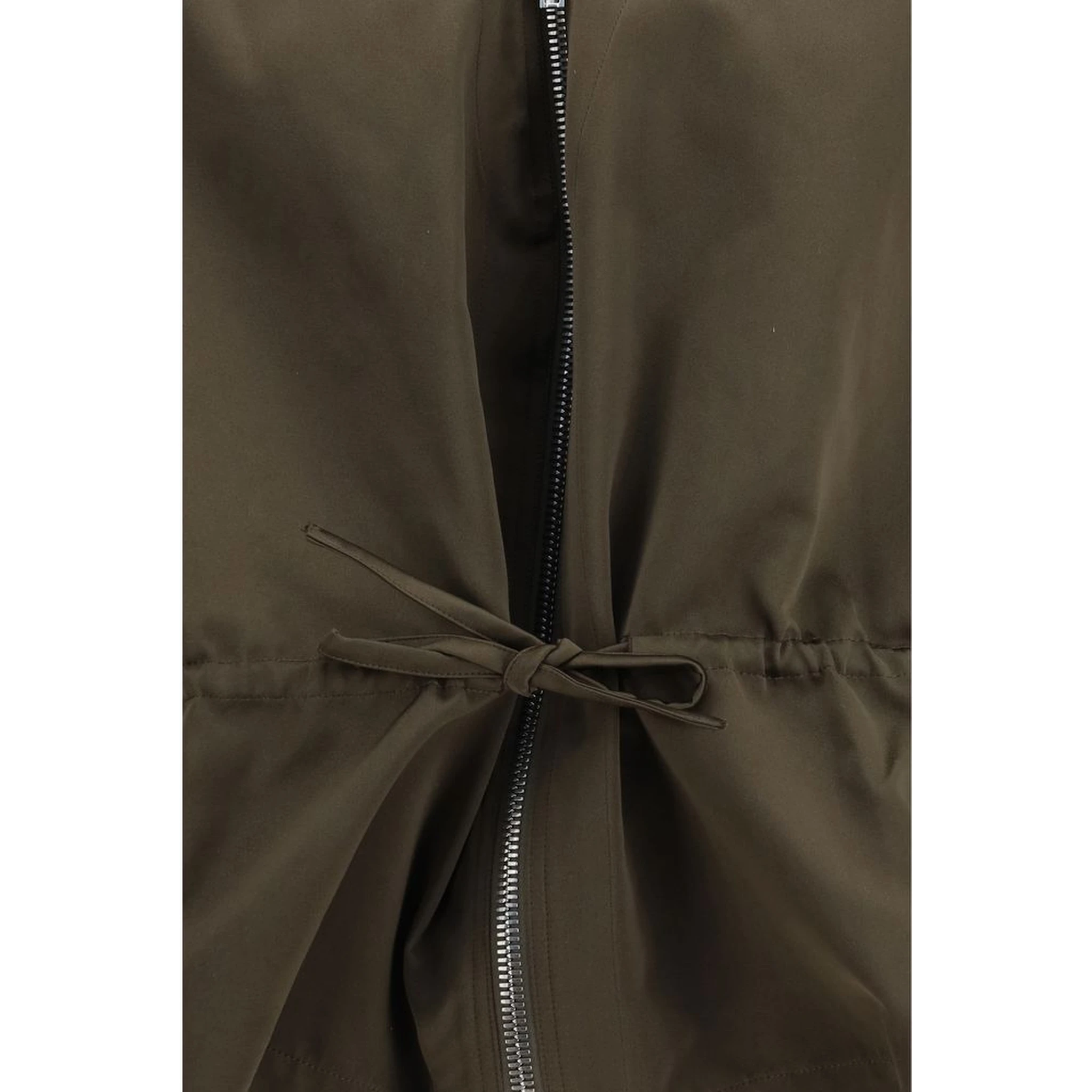 Brown Polyester Sleveless Jacket