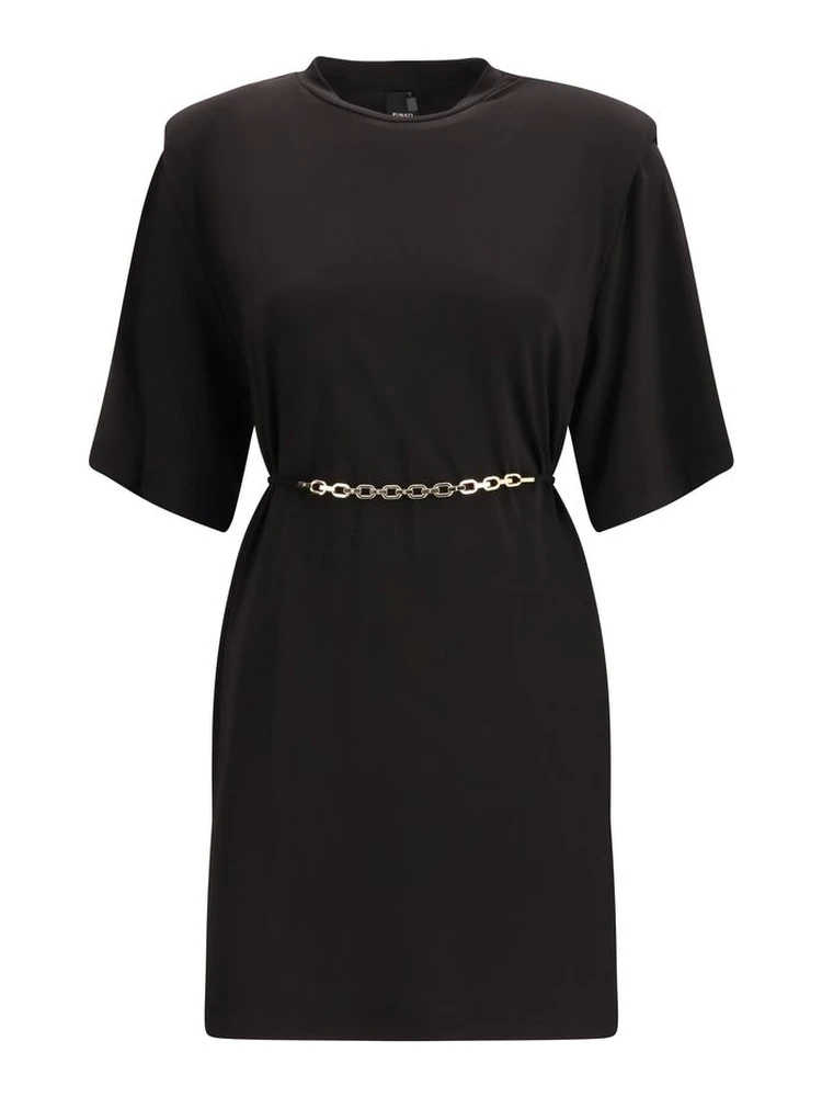 فستان كاجوال من الأسيتات الأسود