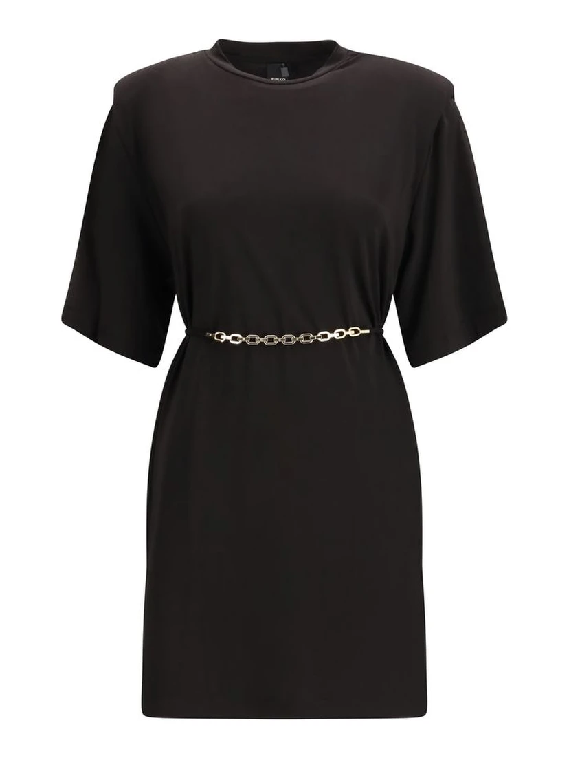 فستان كاجوال من الأسيتات الأسود