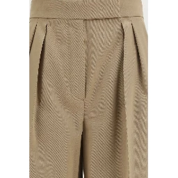 Beige Fleece Wool Casual Pants