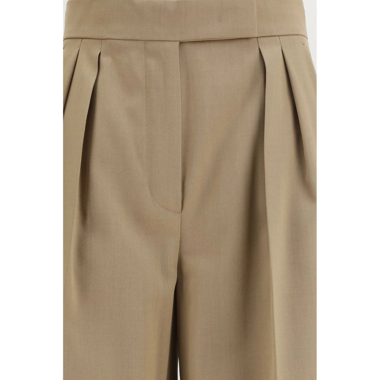 Beige Fleece Wool Casual Pants