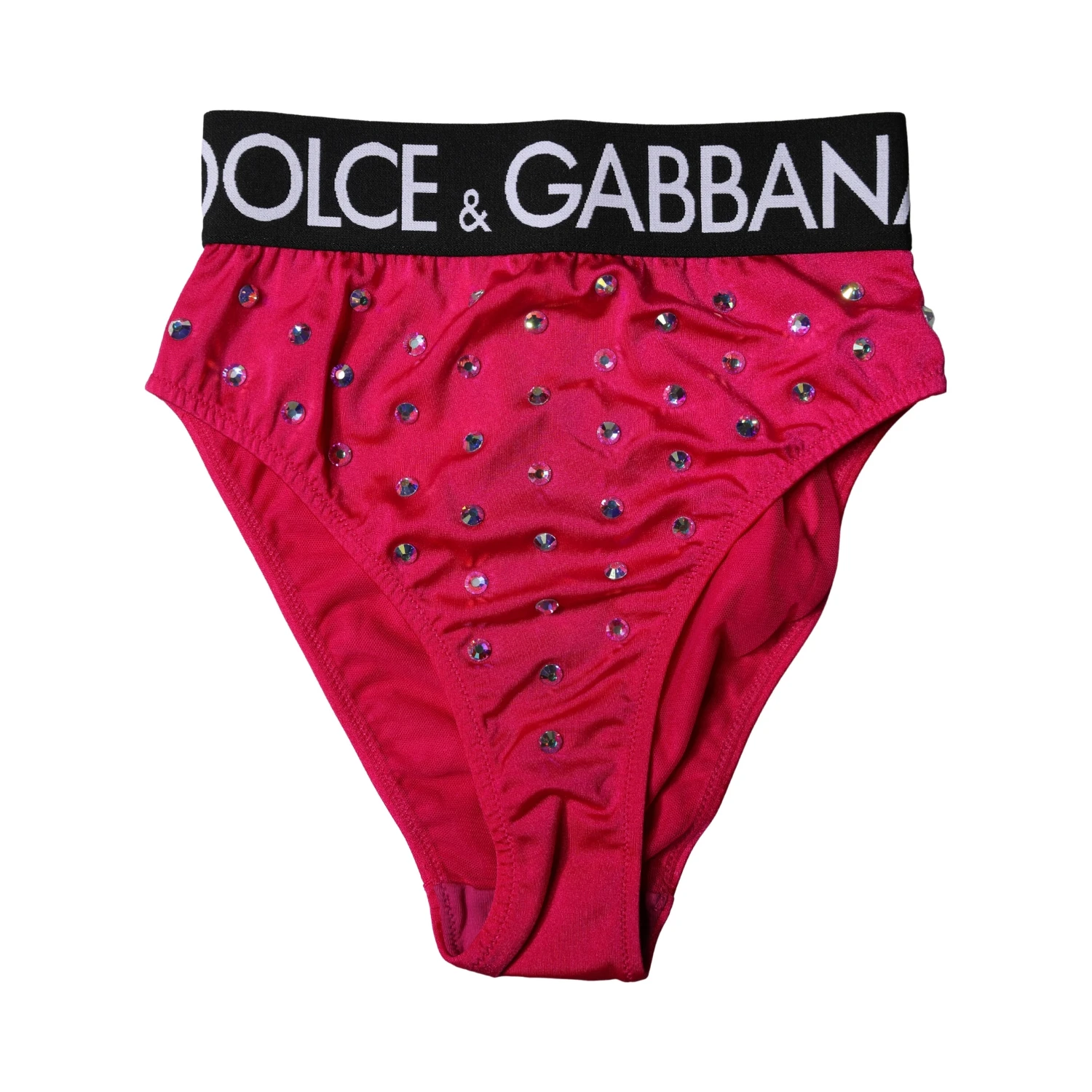 Pink Embellished High-Waist Brief Logo Underwear