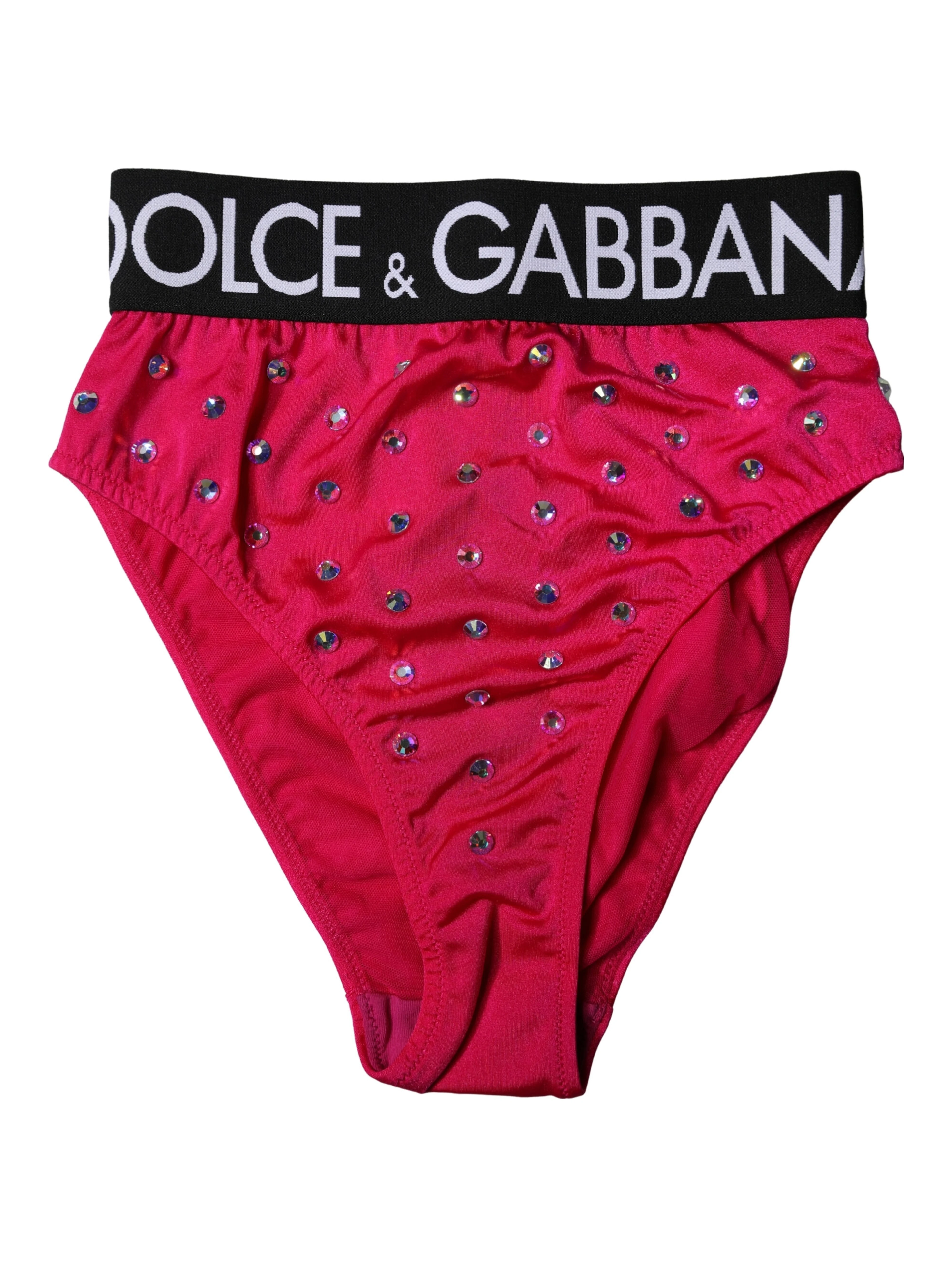 Pink Embellished High-Waist Brief Logo Underwear
