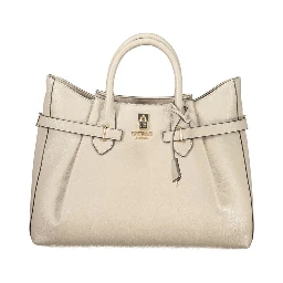 Beige Polyurethane Women's Handbag