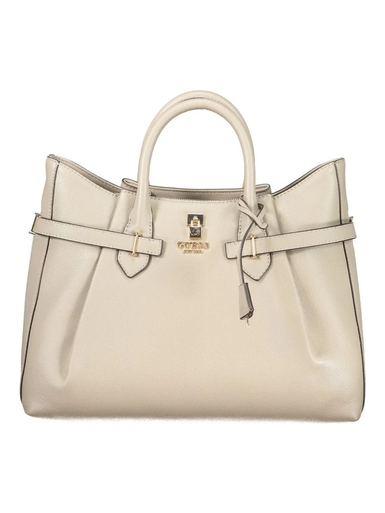 Beige Polyurethane Women's Handbag