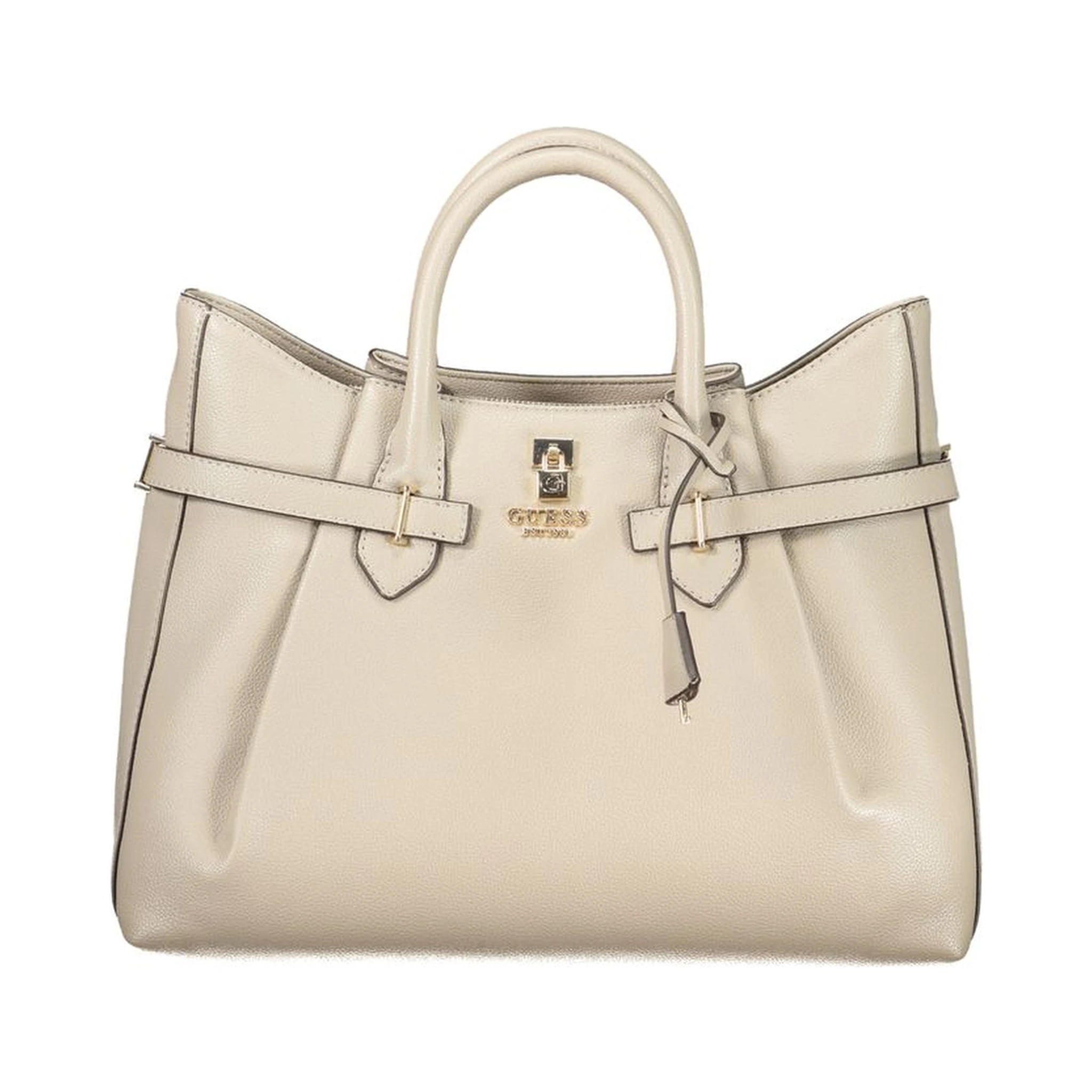 Beige Polyurethane Women's Handbag