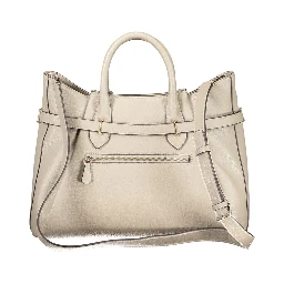 Beige Polyurethane Women's Handbag