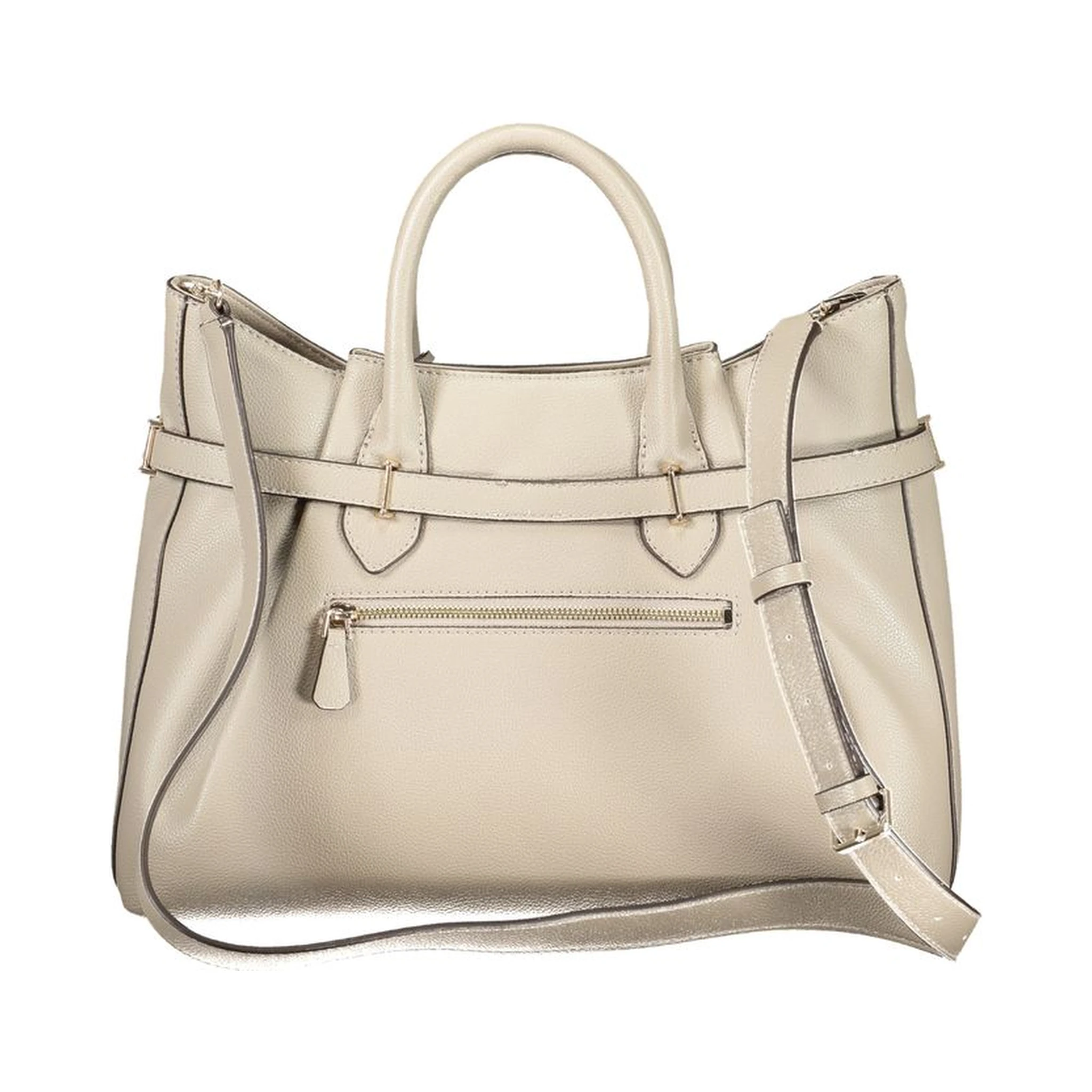 Beige Polyurethane Women's Handbag