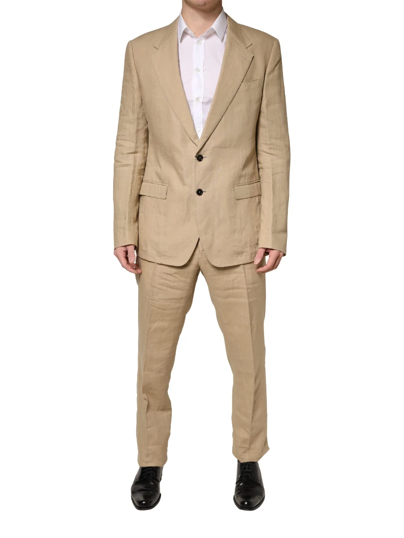 Beige TAORMINA Single Breasted Formal 2 Piece Suit