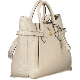 Beige Polyurethane Women's Handbag