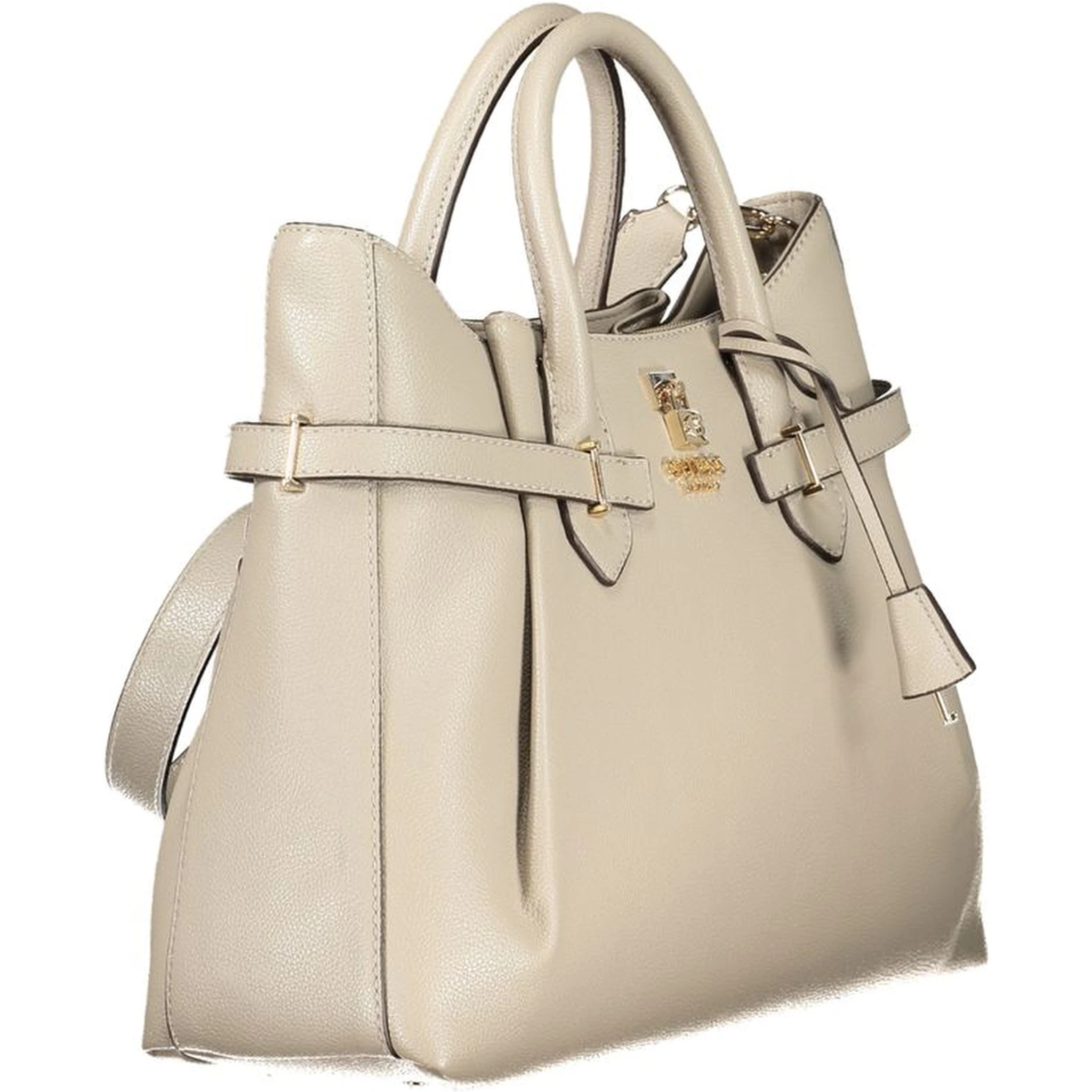 Beige Polyurethane Women's Handbag
