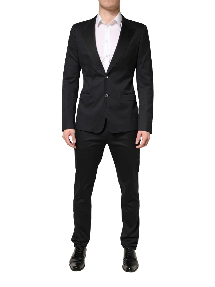 Black Cotton Single Breasted 2 Piece Suit alternative