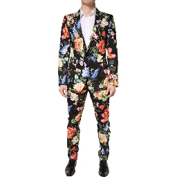Black Floral Single Breasted MARTINI 2 Piece Suit