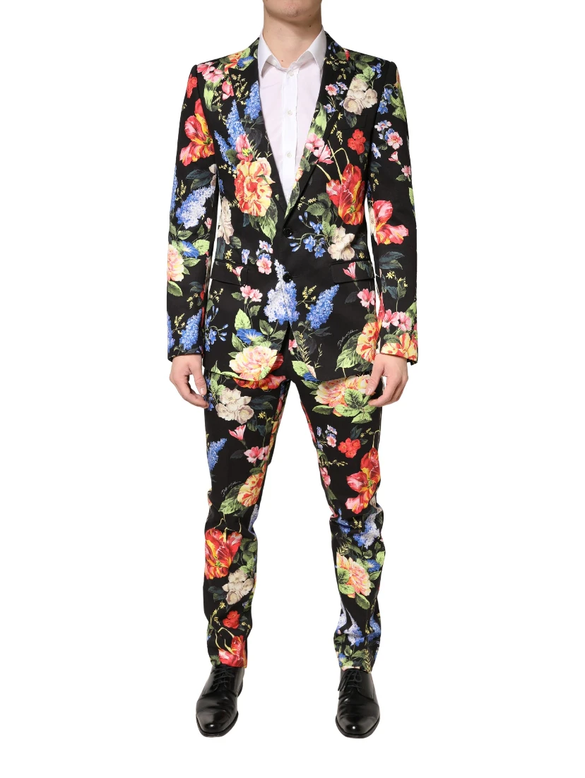 Black Floral Single Breasted MARTINI 2 Piece Suit