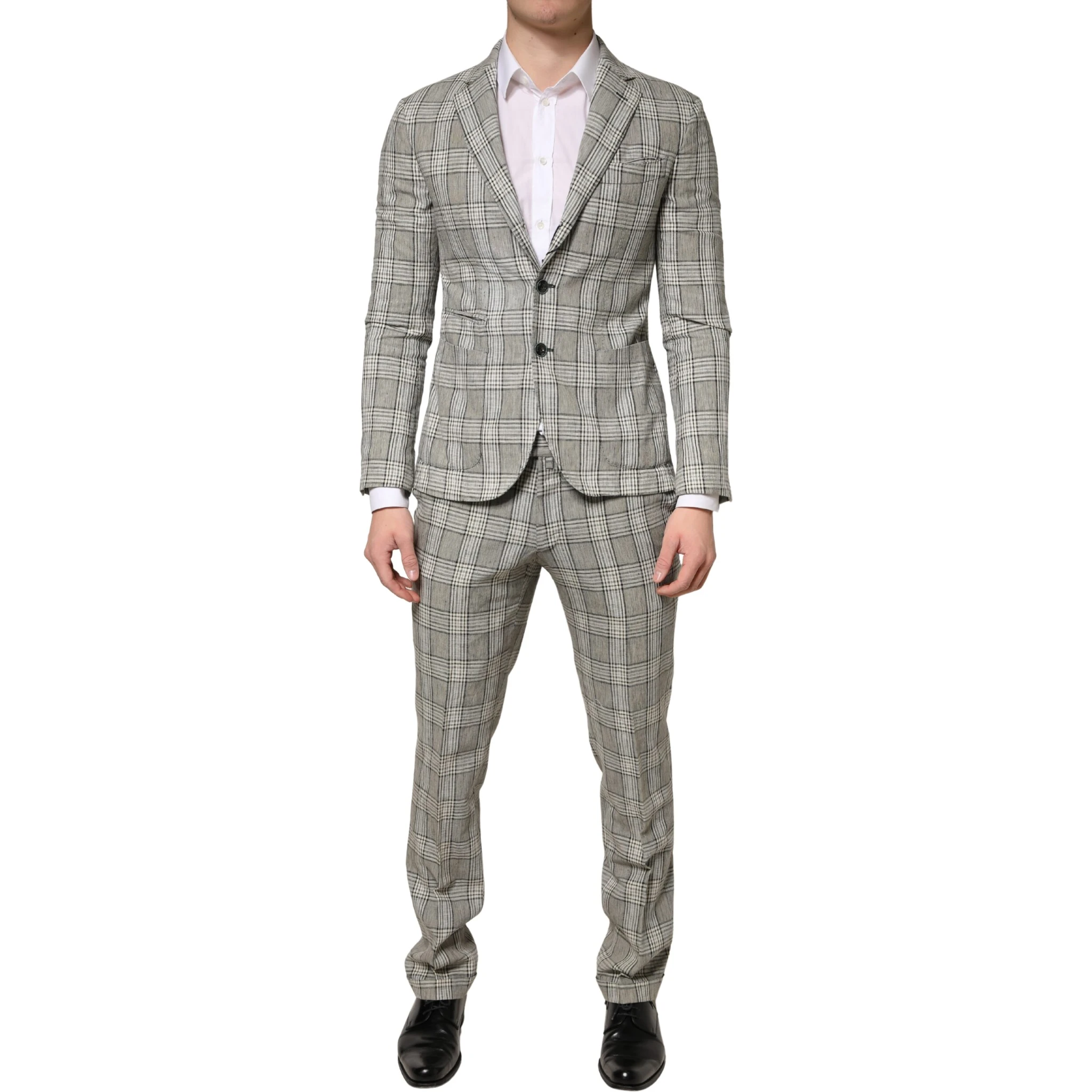Gray Single Breasted Formal 2 Piece Suit