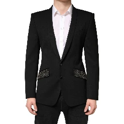 Black Embellished Single Breasted Blazer