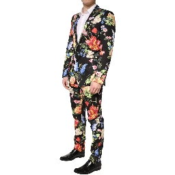 Black Floral Single Breasted MARTINI 2 Piece Suit