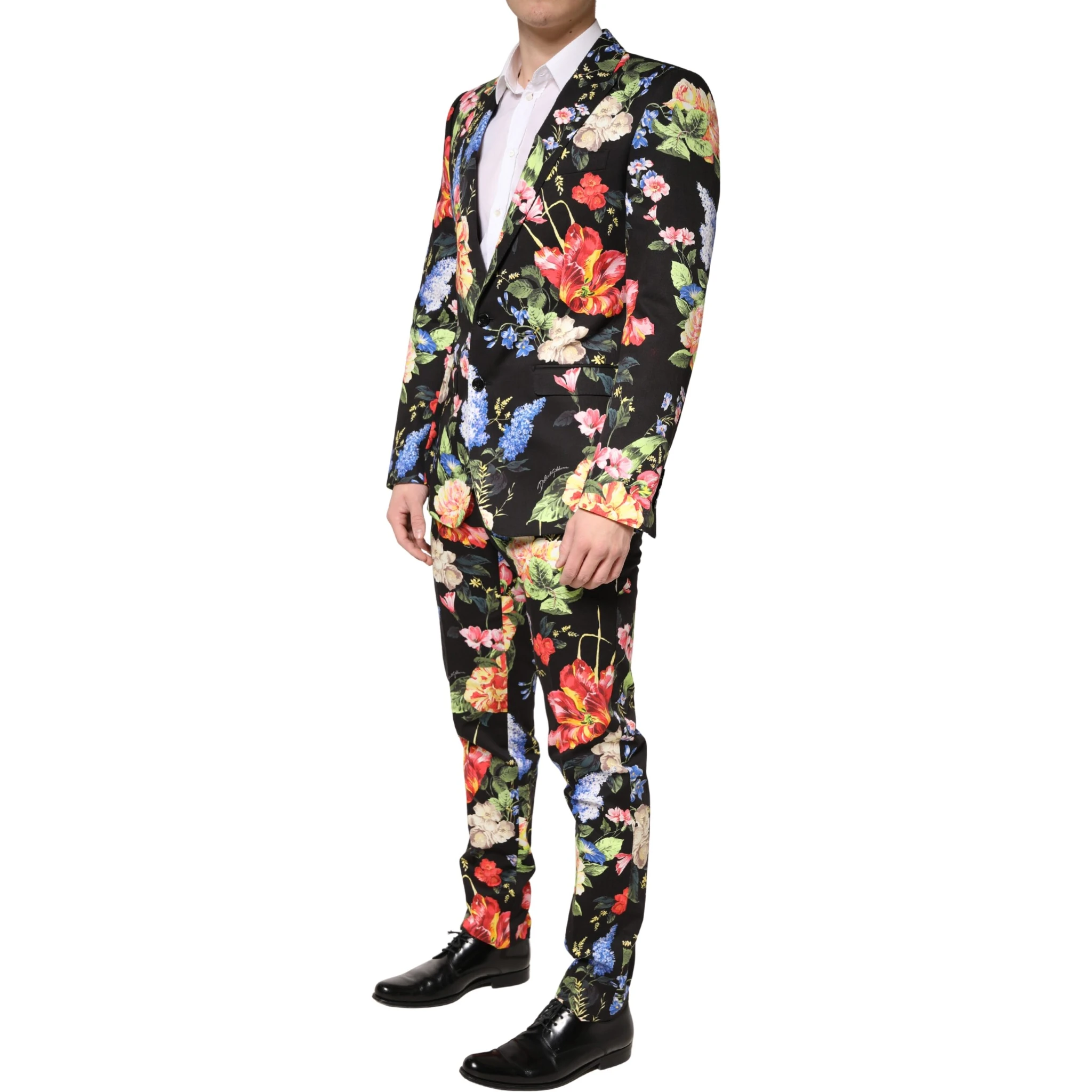 Black Floral Single Breasted MARTINI 2 Piece Suit