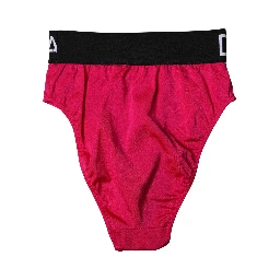 Pink Embellished High-Waist Brief Logo Underwear
