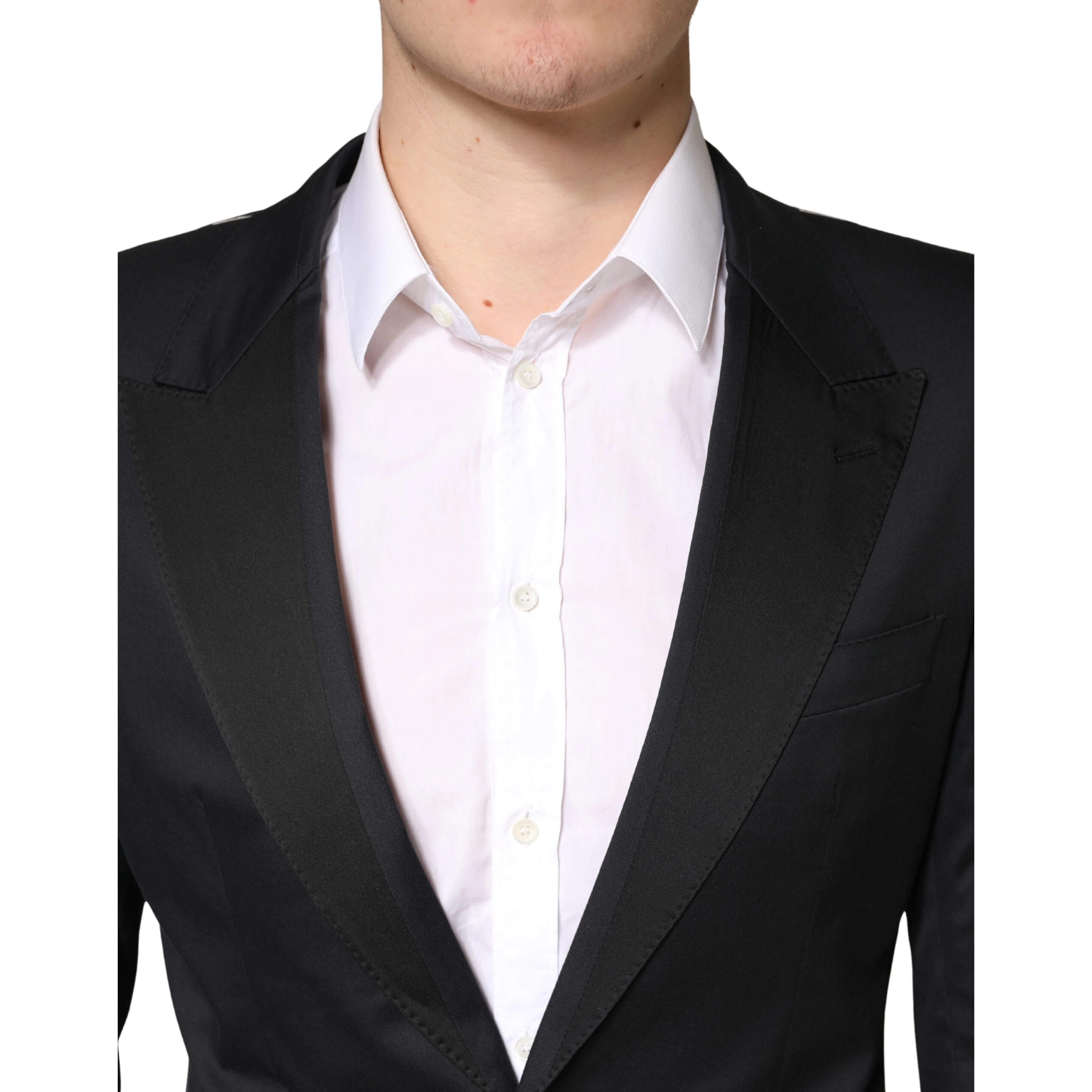 Black Cotton Single Breasted 2 Piece Suit