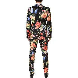 Black Floral Single Breasted MARTINI 2 Piece Suit