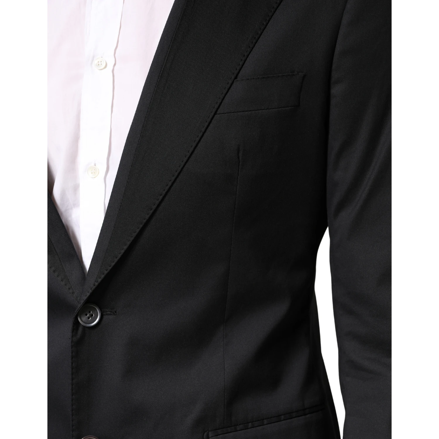 Black Cotton Single Breasted 2 Piece Suit