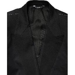 Black Cotton Single Breasted 2 Piece Suit