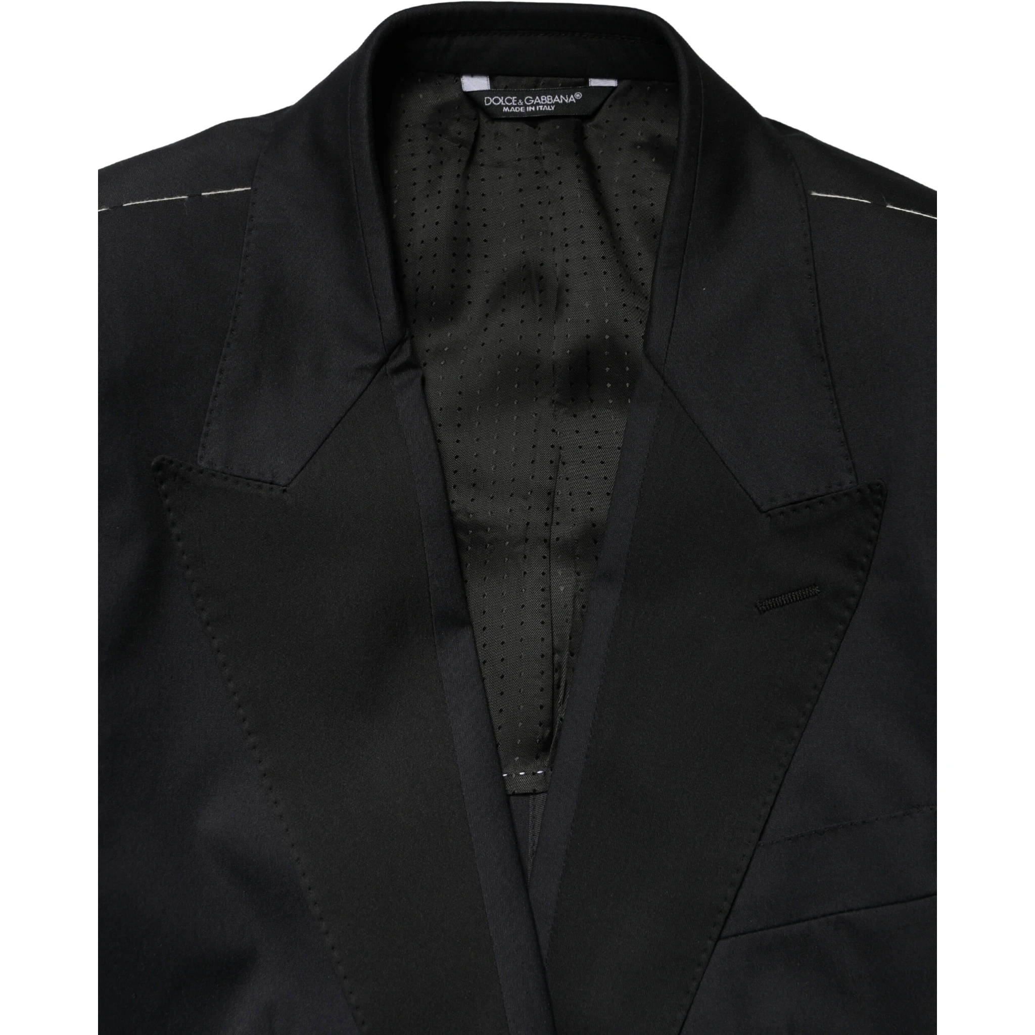 Black Cotton Single Breasted 2 Piece Suit