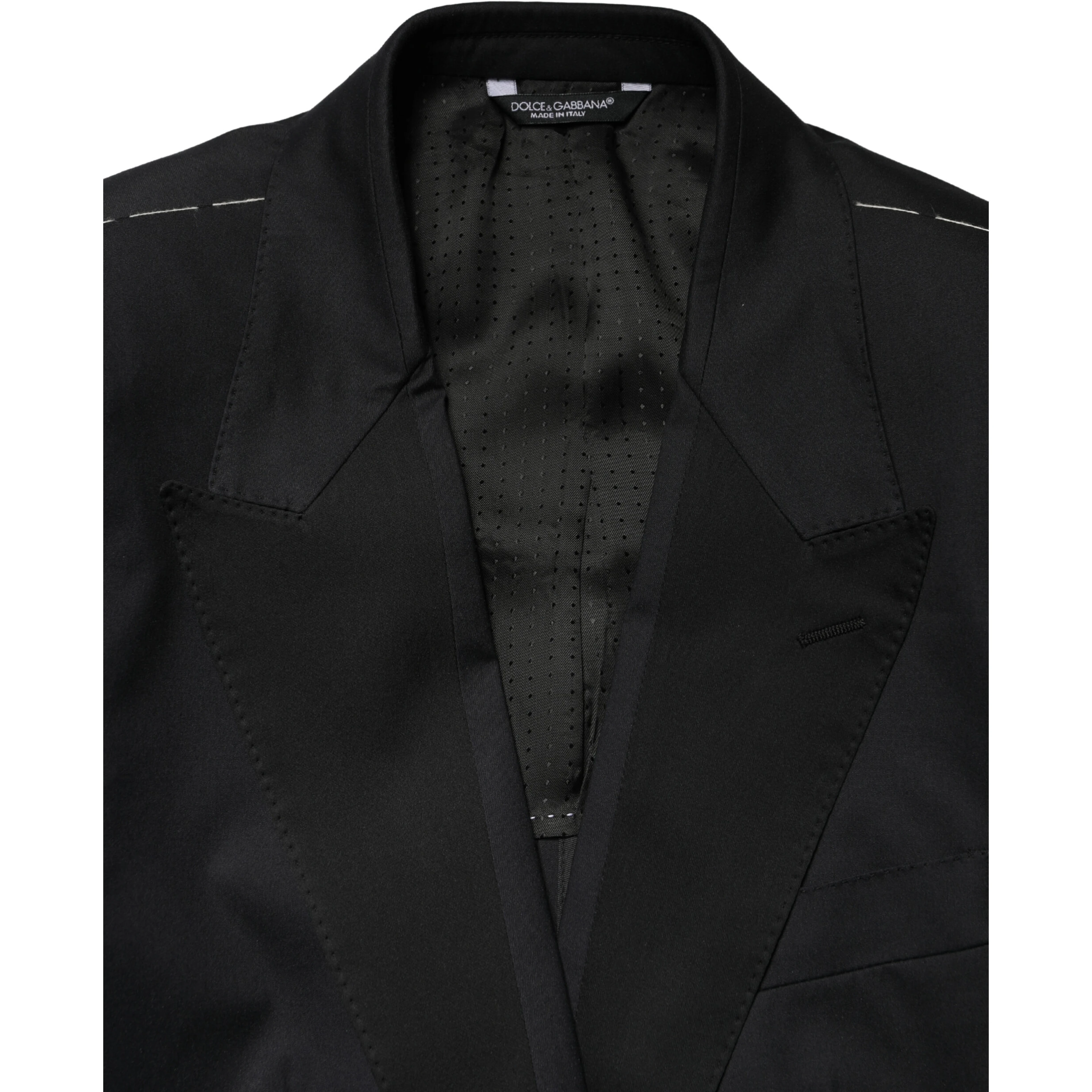 Black Cotton Single Breasted 2 Piece Suit