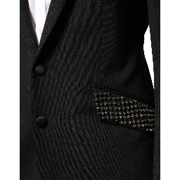 Black Embellished Single Breasted Blazer