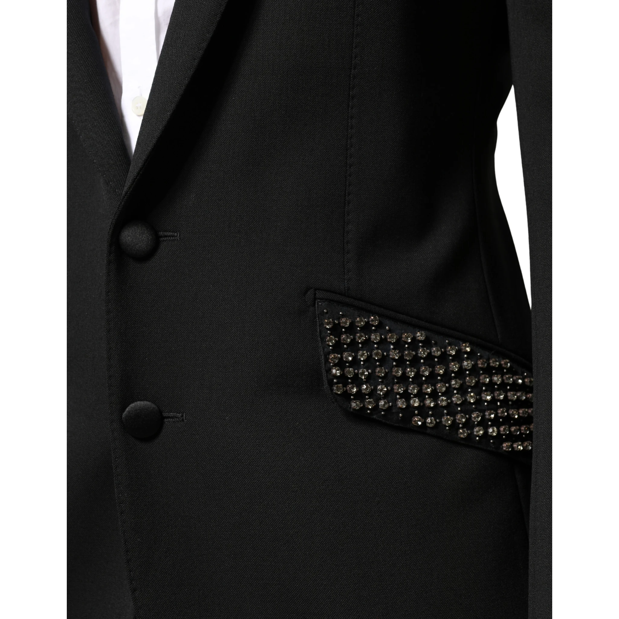 Black Embellished Single Breasted Blazer