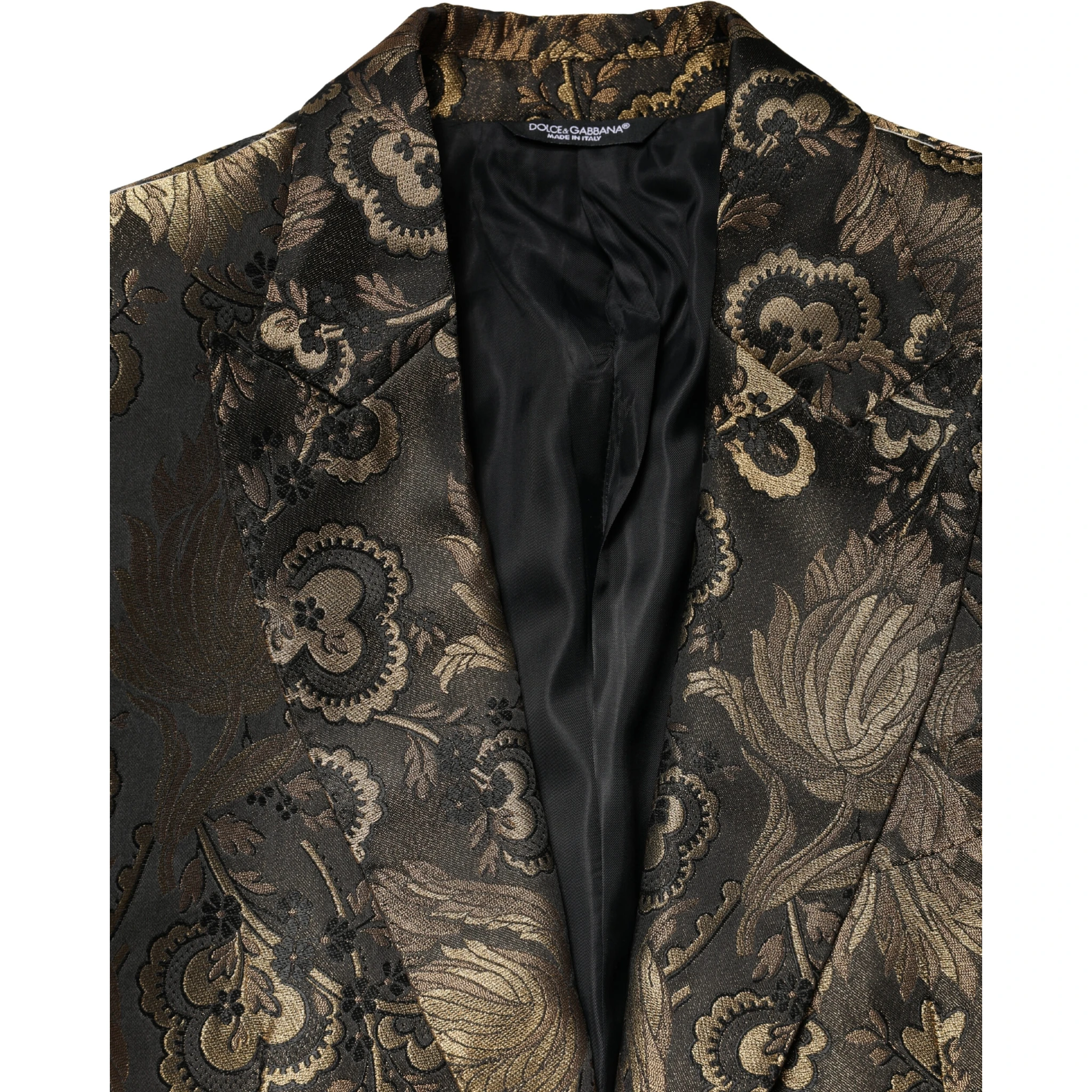 Gold Jacquard Single Breasted Tuxedo Blazer