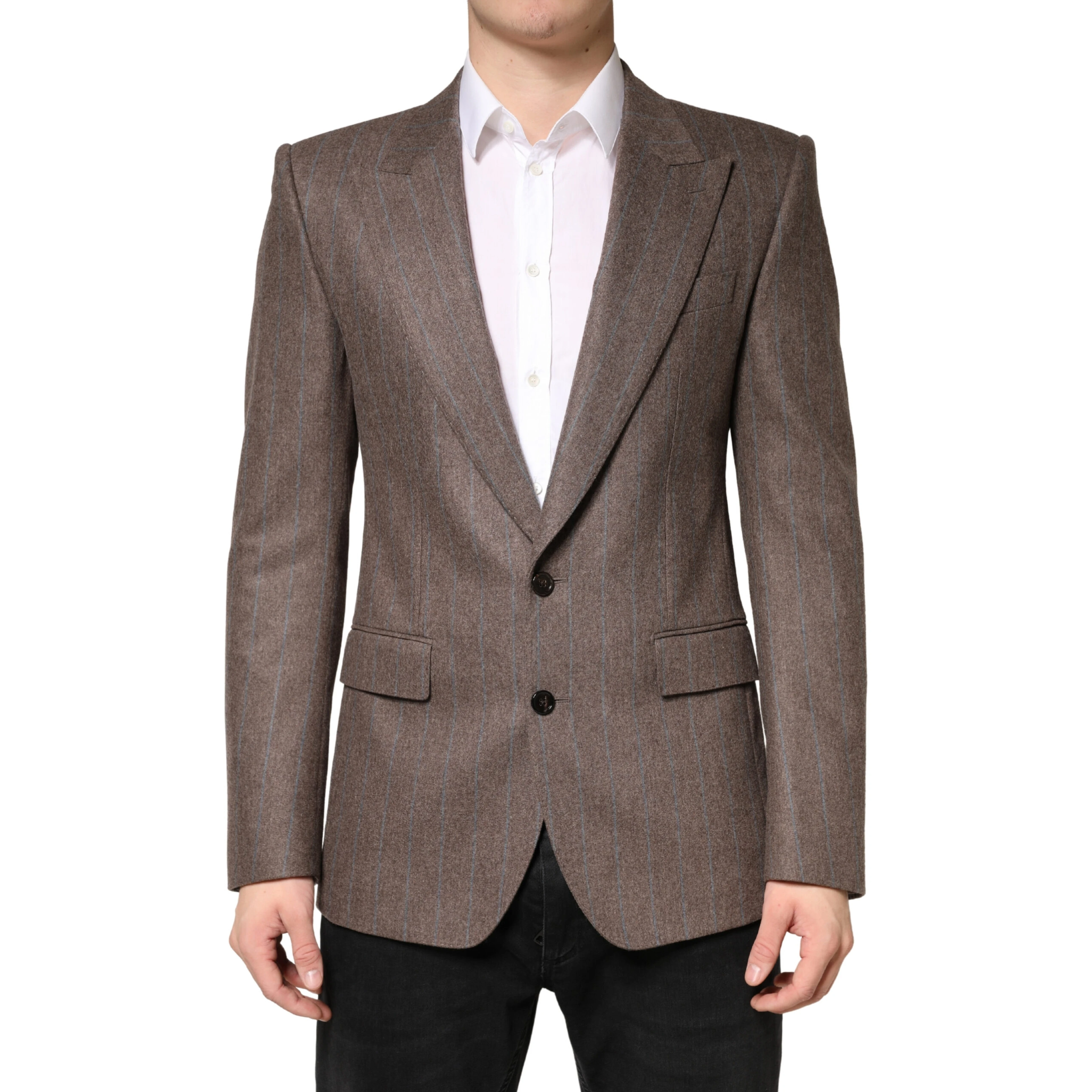Brown Stripes Single Breasted Blazer
