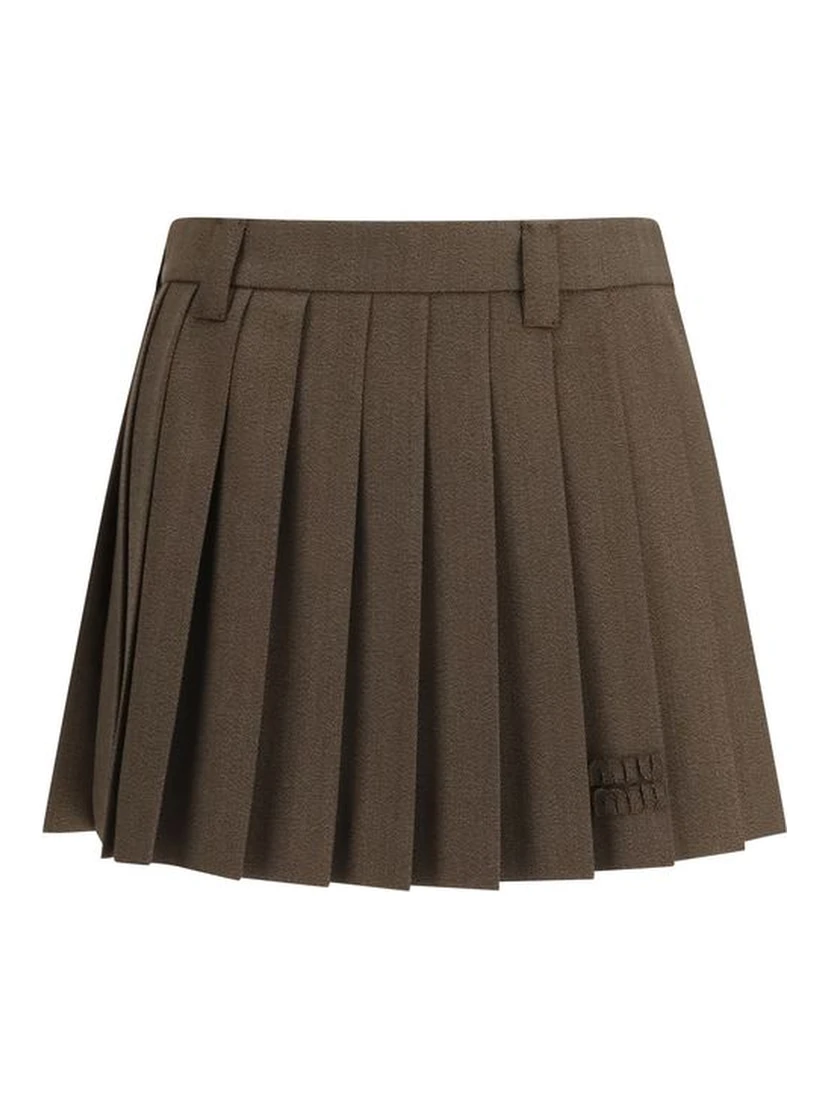 Brown Cotton Mini Skirt