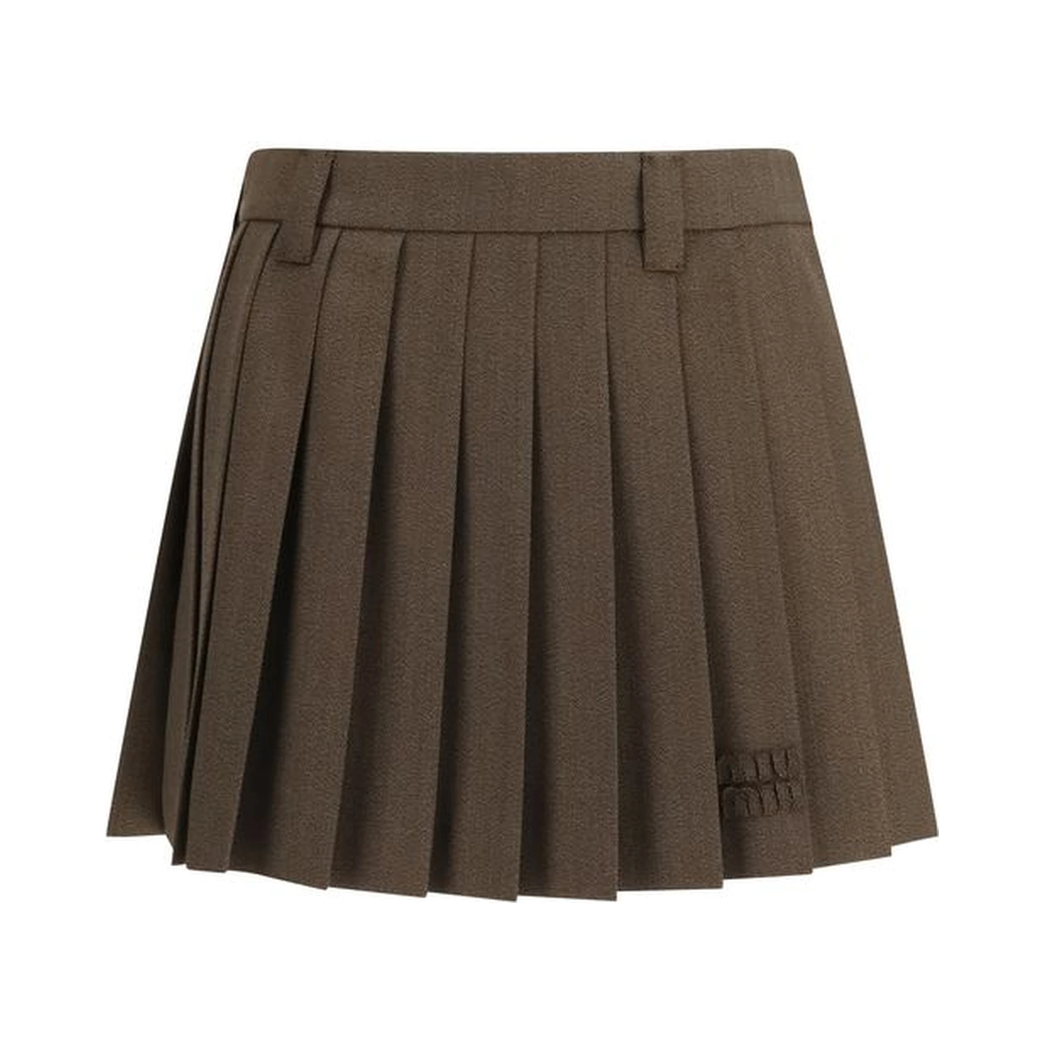 Brown Cotton Mini Skirt