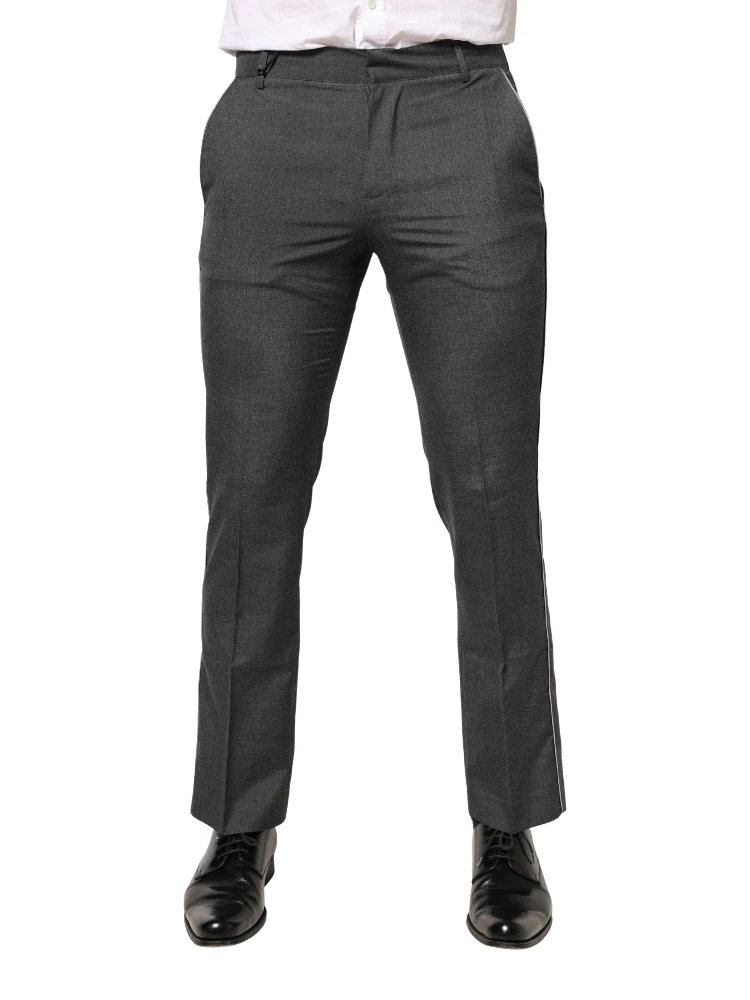Gray Polyester Formal Dress Trouser Pants