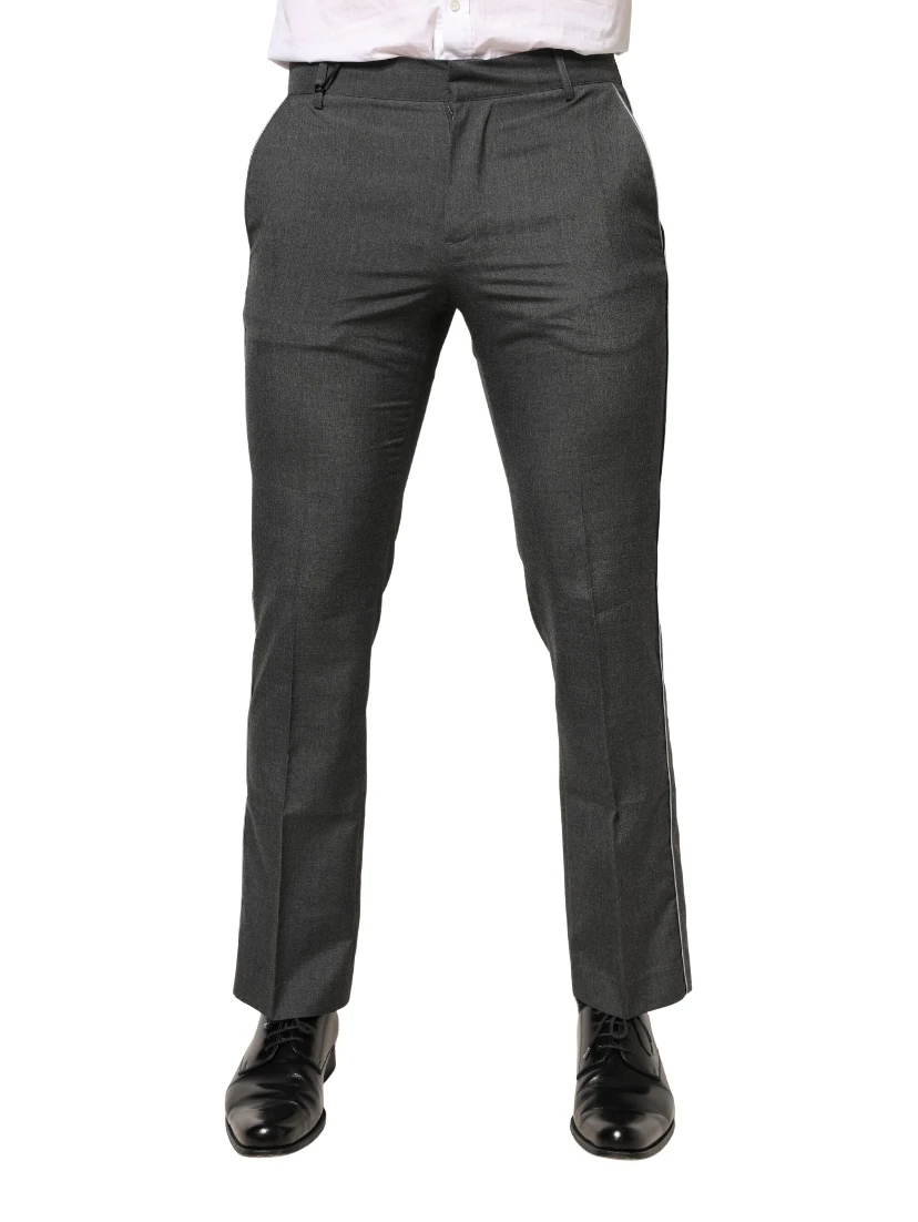 Gray Polyester Formal Dress Trouser Pants