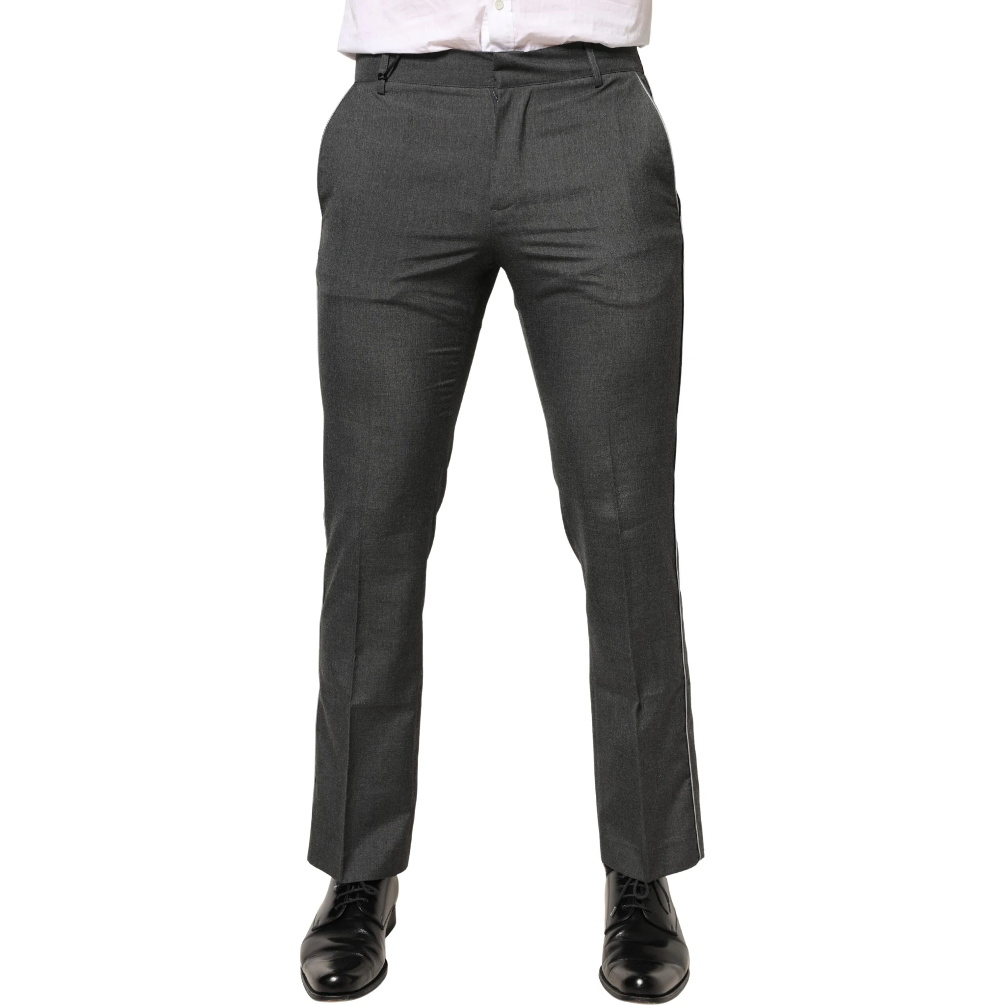Gray Polyester Formal Dress Trouser Pants