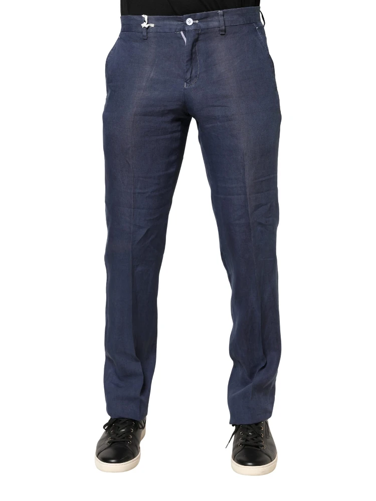 Navy Blue Skinny Chino Mid Waist Men Pants alternative