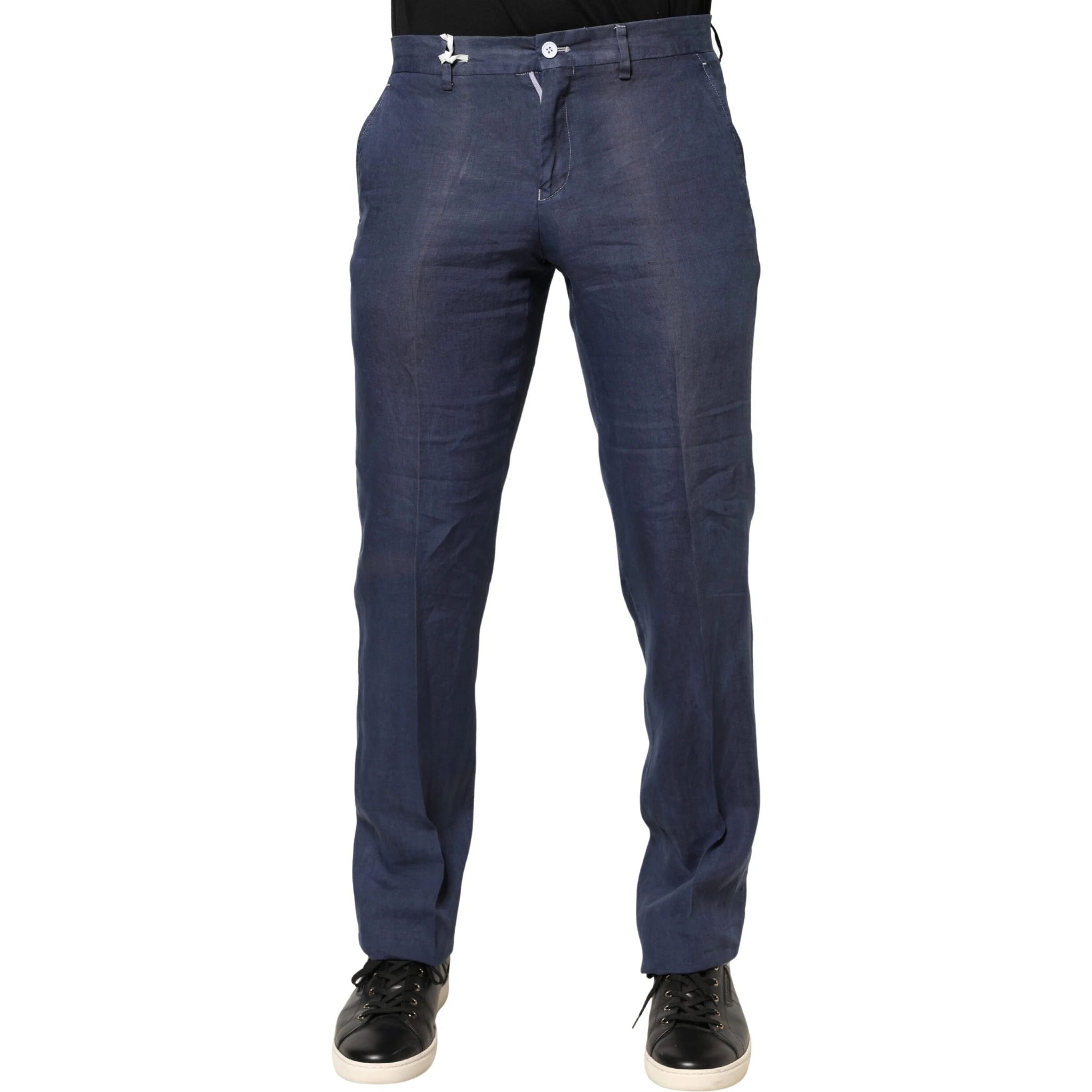 Navy Blue Skinny Chino Mid Waist Men Pants