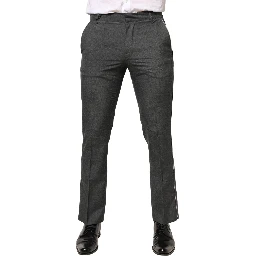 Gray Polyester Formal Dress Trouser Pants